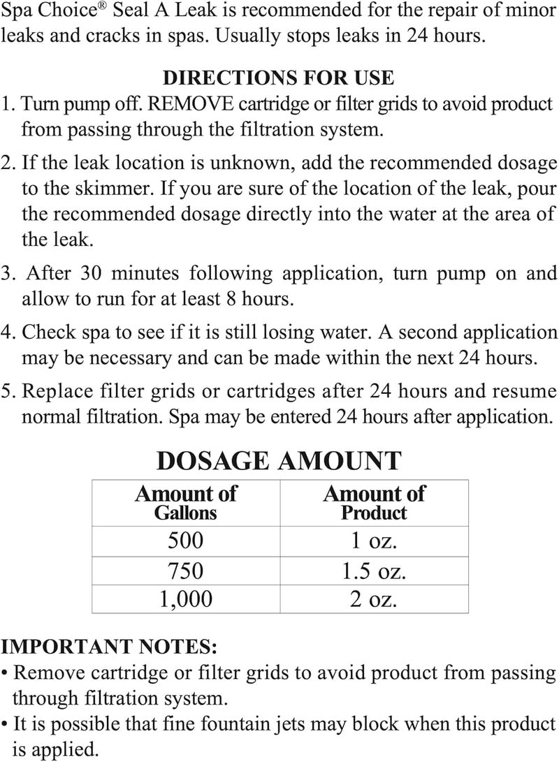 SpaChoice 1-Pint Premium Seal A Leak, Hot Tub Leak Sealer, Made in USA - Image 2